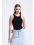 Kadın Yuvarlak Yakalı Temel Askılı Tişört Siyah 1