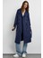 Kadın Kemerli Düğmeli Trençkot Lacivert 1
