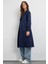 Kadın Kemerli Düğmeli Trençkot Lacivert 3