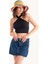 Kadın Askılı Boyun Çapraz Ön Crop Top Natural 3