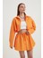 Kadın Geniş Kollu Oversize Kırpılmış Gömlek Orange 1