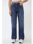 Kadın Yüksek Bel Straight Kot Pantolon Orta Mavi Denim 1