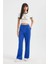 Kadın Yüksek Bel Geniş Paça Pantolon Kobalt Mavisi 2