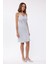 Kadın Satenden, Kolsuz, A-Line Mini Elbise Grey 1