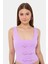 Kadın Yırtmaç Detaylı Askısız Vücut Şekillendirici Üst Purple 4