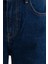 Kadın Yüksek Bel Geniş Paçalı Kot Pantolon Koyu Mavi Denim 5