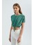 Kadın Çiçekli Yuvarlak Yakalı Bağcıklı Crop Top Yeşil 3