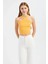 Kadın Askılı Boyun Çapraz Ön Crop Top Orange 1