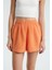 Kadın Keten Yüksek Bel Elastik Bel Şort Orange 2