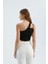 Kadın Tek Omuzlu Kesik Crop Top Black 3