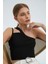 Kadın Tek Omuzlu Kesik Crop Top Black 4
