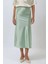 Kadın Yüksek Bel Saten Midi Etek Green 2