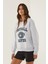 Kadın Baskılı Bisiklet Yaka Sweatshirt Grey 2
