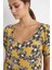 Kadın Kısa Kollu Desenli Mini Elbise Yellow 5