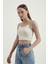 Kadın Askılı Crop Basic Kısa Bluz White 4