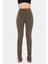 Kadın Yüksek Bel Slim Fit Pantolon - Fermuarlı Kapanış Brown 2
