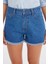 Kadın Koyu Renk Yüksek Bel Denim Şort Blue 5