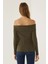 Kadın Off Shoulder Örme Üst Green 4