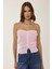 Kadın Straplez İnci Detaylı Triko Üst Pink 7