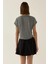 Kadın Baskılı Kısa Tişört Gri 6