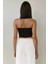 Kadın Askısız Drapeli Crop Top Black 7
