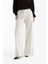 Kadın Örme Bağcıklı Geniş Kesim Pantolon White 2
