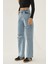 Kadın Yıpratmalı Wide Leg Kot Pantolon Blue 5