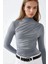 Kadın Dik Yaka Büzgü Detaylı Sandy Bluz Grey 2