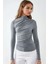 Kadın Dik Yaka Büzgü Detaylı Sandy Bluz Grey 3