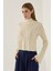 Kadın Jakarlı Örme Yarım Balıkçı Yaka Kazak Natural 1