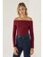 Kadın Off Shoulder Örme Üst Red 3