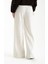 Kadın Örme Bağcıklı Geniş Kesim Pantolon White 4