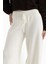 Kadın Örme Bağcıklı Geniş Kesim Pantolon White 5