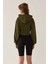 Kadın Zipperlı Slim Fit Kısa Hoodie Green 5