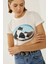 Kadın Baskılı Pamuklu Crop Tişört White 6