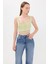 Kadın Kemer Detaylı Düğmeli Kare Yaka Kamu Tank Top Green 4