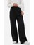 Kadın Kontrast Detaylı Geniş Kesim Elastik Bel Pantolon Black 4