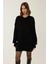 Kadın Relaxed Fit Bisiklet Yaka Mini Triko Elbise Black 2