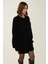 Kadın Relaxed Fit Bisiklet Yaka Mini Triko Elbise Black 4