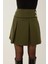Kadın İnci Detaylı Pileli Mini Etek Green 2