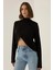 Kadın Asimetrik Turtleneck Triko Kazak Black 3