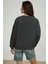 Kadın Oversize Bisiklet Yaka Basic Sweatshirt Gri 4