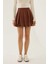 Kadın Mini Balon Etek Brown 2