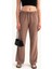 Kadın Yüksek Bel Bağcıklı Düz Bacak Pantolonlar Mocha Kahvesi 2