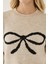 Kadın Fiyonk Desenli Relaxed Fit Triko Kazak Natural 6