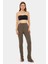 Kadın Yüksek Bel Slim Fit Pantolon - Fermuarlı Kapanış Brown 1