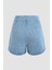 Kadın Yüksek Bel Denim Şort Etek Maya Mavisi 4