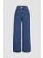 Kadın Dikiş Detaylı Wide Leg Kot Pantolon Maya Mavisi 1
