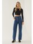 Kadın Dikiş Detaylı Wide Leg Kot Pantolon Maya Mavisi 2