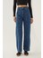 Kadın Dikiş Detaylı Wide Leg Kot Pantolon Maya Mavisi 4
